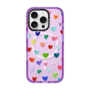 iPhone 16 Pro Impact Case MagSafe Compatible Polka Daub Hearts