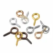200pcs Mini Eye Pins Hooks Small Eyelets Screw Threaded Gold Clasp Women Jewelry