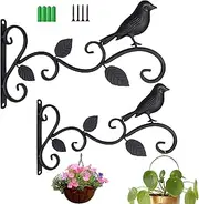 Wall Hook Hanging Plant Bracket - 2 Pack Iron Bird Feeders Hook Hander for Flower Baskets, Feeders,Street Lights, Corridor Lights, Candle Holders, for Indoor Outdoor Festival Decoration