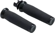 Kuryakyn Thresher 1" Black Aluminum Rubber Universal Motorcycle Handlebar Grips