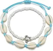 Holibanna 2pcs Ankle Jewelry Beaded Necklace Anklet for Women Silver Bracelet for Women Shell Necklace Anklets Toe Rings for Women Bracelets Vintage Anklet Women Jewelry Fashion Anklet White