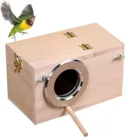 Parakeet Nesting Box, 19.5X12X12Cm Natural Wood Bird Nest Breeding Box Cage, Sma