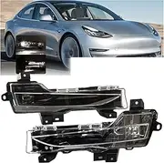 Car Front Fog Light Daytime Running Light White DRL Lamp Compatible for Tesla Model 3 2017-2023 Model Y 2020-2023 (EU Version)(Left)