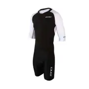 Zone3 Lava Men's Long Distance Short Sleeve Trisuit - Black / White Size L