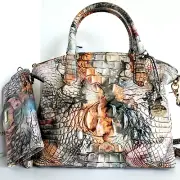 Brahmin Duxbury Satchel Gemstone Leather Crossbody Bag + Tri-fold Wallet NWT