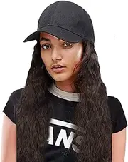 Baseball Hat Wig | Bucket Hat Wig - Adjustable Braided Hair Wigs Long Natural Wavy Hair Extensions with Hat Hairpieces Wig for