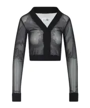 MM6 Maison Margiela V-Neck Mesh Top Black