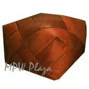 MPW Plaza ZigZag Pouf, Rustic Brown, Moroccan Leather Ottoman (Un-Stuffed)