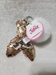 Justice Mermaid Tail Flip Sequin With Pom Pom Keyring Keychain Girls