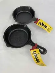 LOT OF 2 LODGE Cast Iron Skillet USA 3.5" Egg Mini Frying Pan Skillet Ashtray