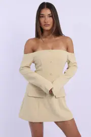 Yellow Off Shoulder Mini Dress Long Sleeve - Size 16XL, Women's Skater Dress