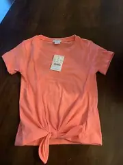 NWT Girl's J Crew Crew Cuts Tie Front Shirt Sz 4-5 Coral