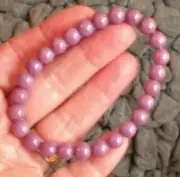 Phosphosiderite 7 mm Bead Elastic Bracelet, Chili j3178