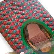 Vintage NOS Quilted Plaid Christmas Table Runner Green Red Classic Holiday 72”