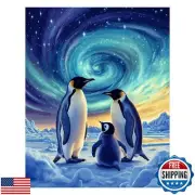 zouewit Penguin Family on Ice Paint by Numbers for Adults Beginner Canvas Wit