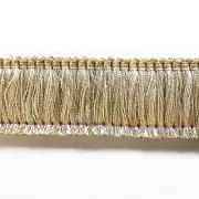 Beige & Gold High Quality Decorative Brush Fringe Trim by the yard
