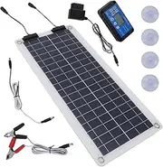 Battery Maintainer Solar - 100W Trickle Battery Charger Waterproof | Solar Panel Trickle Charger, Dual Output, for 12V-24V Car, Marine, RV, Car, Motorcycle