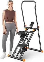Foldable Stair Stepper Machine - Vertical Stair Climber for Home Gym, Full-Body Cardio Workout Equipment with Adjustable Handlebar & Pedals, Extended Step Range Design