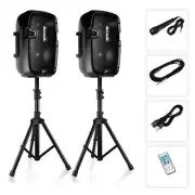 Dual Loudspeaker Sound Package, 8'' Subwoofers, Bluetooth, 2 Speaker Stands