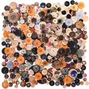 1200 Pieces Wooden Craft Buttons, Round Sewing Button, Assorted Sizes and Sha...