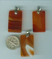 3 Natural Agate Pendants American Montana Agate Pendants Plated silver bail
