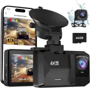 Dash Cam Front and Rear Built-In 5Ghz Wifi, 4K+1080P Dual Dash Camera for Cars w