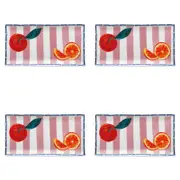 4PK Porto Valentina Porcelain Rectangle Serving Platter 29.5cm Tangerine