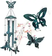 Butterfly Wind Chimes, AFUNTA Blue Metal Wind Chimes Outdoor, Butterfly Gifts for Women Butterfly Decorations, Outdoor Decorations Garden Decor