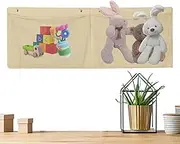 Stuffed Animal Storage Hammock - 2-Pocket Floating Clothing Net - Laundry Hamper Wall Mount, No Drilling Wall Stuffed Animal Organization for Home Studio