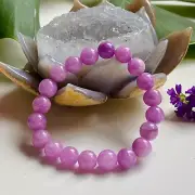 Natural Kunzite Stone Bracelet Lavender Lilac Purple Gemstone Stretch Bracelet