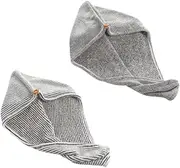 HONITANO 2Pcs Bamboo Charcoal Hair Drying Cap Quick Drying Absorbent Towel for Women and Lightweight Easy to Use for Care and