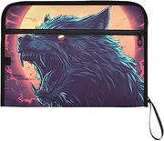 YMXFXP Expandable Filing Folder Werewolf Moon Closeup, 13-Pocket Funny Cute Design with Sticky Labels, A4 Letter Size Document Organizer for Office, School, Boys, Girls