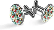[Generic] Men's Cufflinks, Watermelon Banana Cherry Pineapple and Dragon Fruit Cuff Links for Men, Classic Cufflinks Black for Suit Shirt Wedding Business Birthday Jewelry Gift