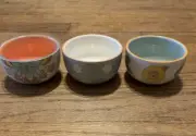 Mud Pie Colorful Ramekin Set Of 3 Botanical Stackable Hand Painted Boho New