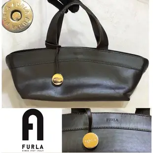 [二手] 義大利製真品 Furla芙拉 牛皮手提包 皮革托特包 真皮船型包