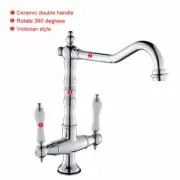 Chrome Brass Basin Mixer Sink Kitchen Faucet Tap 360°Swivel Spout Ceramic Handle