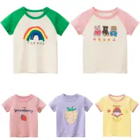 在飛比找蝦皮商城優惠-韓版童裝夏季新品兒童短袖水果T恤女寶寶衣服