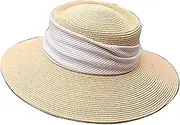 [Cauplse] Summer Straw Hat Classic Wide Brim Sun Hats for Women, Womens Round Top Fedoras Beach Straw Cap Panama Hat UV, Camel