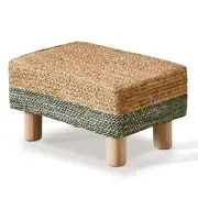 Natural Seagrass Footstool Ottoman Rectangular Footrest Pouf Ottomans with