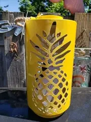 Solar Lighted Led Pineapple Lantern Rope Hanger - Metal Painted Lantern Lights