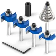 MEIGGTOOL 4Pcs Rabbet Router Bit 1/4" Shank with 6 Bearings Set - 1/16" 3/16"...