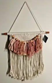 [New] 18 Inch Macrame Wall Decor with Mauve and Pink accents