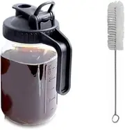 Monehet 32 oz/64 oz Sun Tea Jar Large Wide Mouth Mason Jar Pitcher with Airtight Lid,with cup brush，Glass Pitcher for Lemonade,Coffee,Ice Tea Pitcher for Fridge (32 oz)