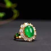 New Women's Ring Green Agate Jade Women's Ring