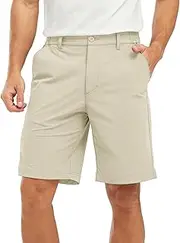 [TBMPOY] Men's Shorts Golf 9" Casual Elastic Waist Quick Dry Flat Front Travel Shorts with 5 Pockets