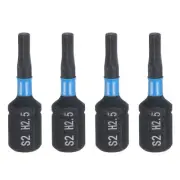 4pcs H2.5 Magnetic Hex Screwdriver Bit 1/4" Hex Shank 25mm Length Industrial Bit