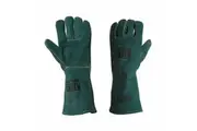 Martula Green Premium Leather Left-Hand Welder Gloves G908 - Fleece Lined and Kevlar Sewn
