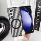 For Samsung Galaxy Z Fold6 Fold5 Fold4 Magnetic Carbon Fibre PC Flip Case Cover