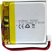 DC 3.7V 230mAh 303030 Rechargeable Lithium Polymer Battery, Suitable for DIY 3.7-5V Electronic Products with Built-in 2-Wire Battery Replacement and LED Lights