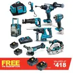 MAKITA 18V Brushless 8 Piece 2 x 6.0AH Combo Kit DLX8059GX1